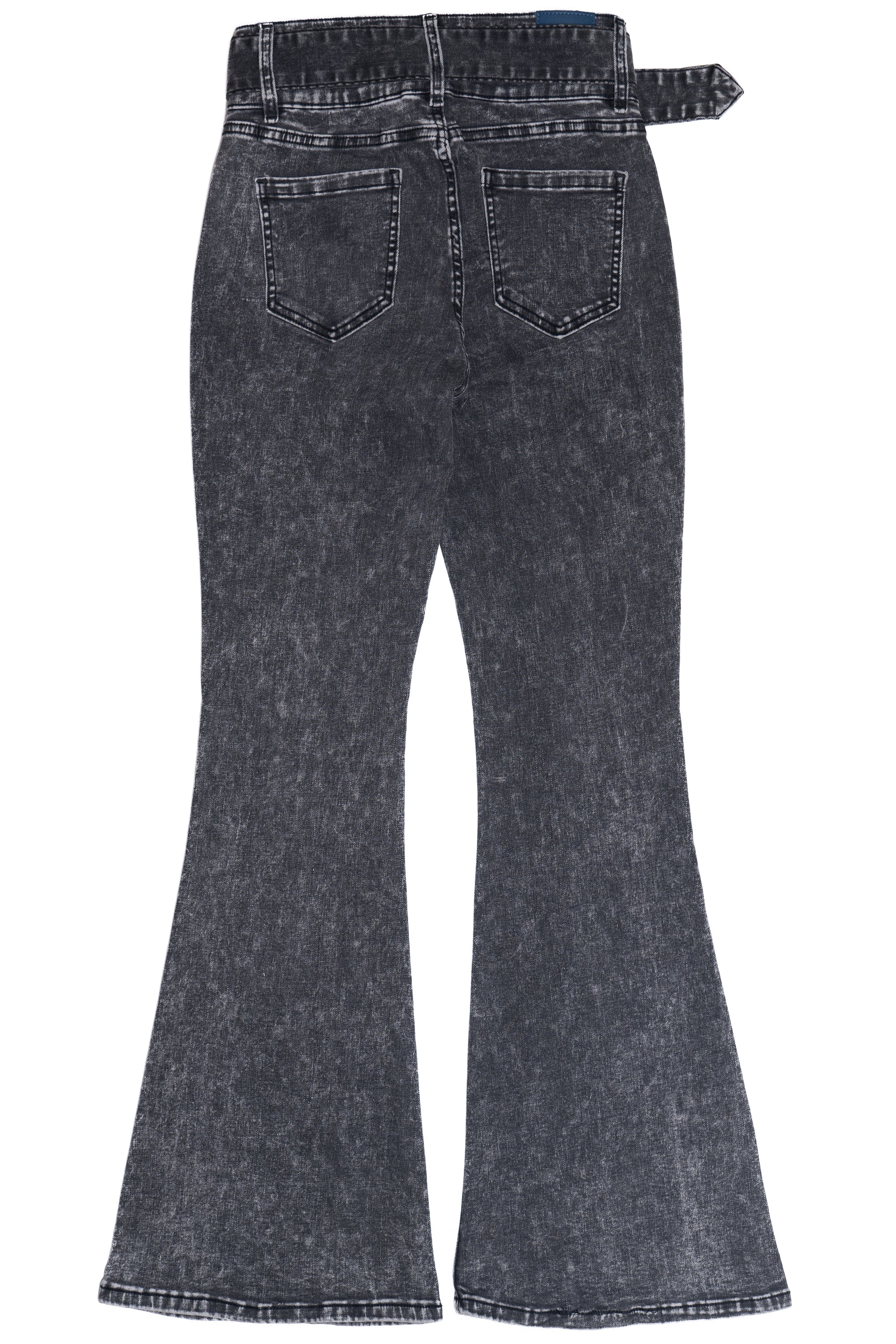 Belted Flare Grunge Wash Jeans - Image 17