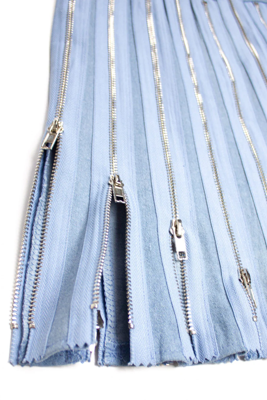 Denim Zippers Zip Up Mini Skirt - Image 3