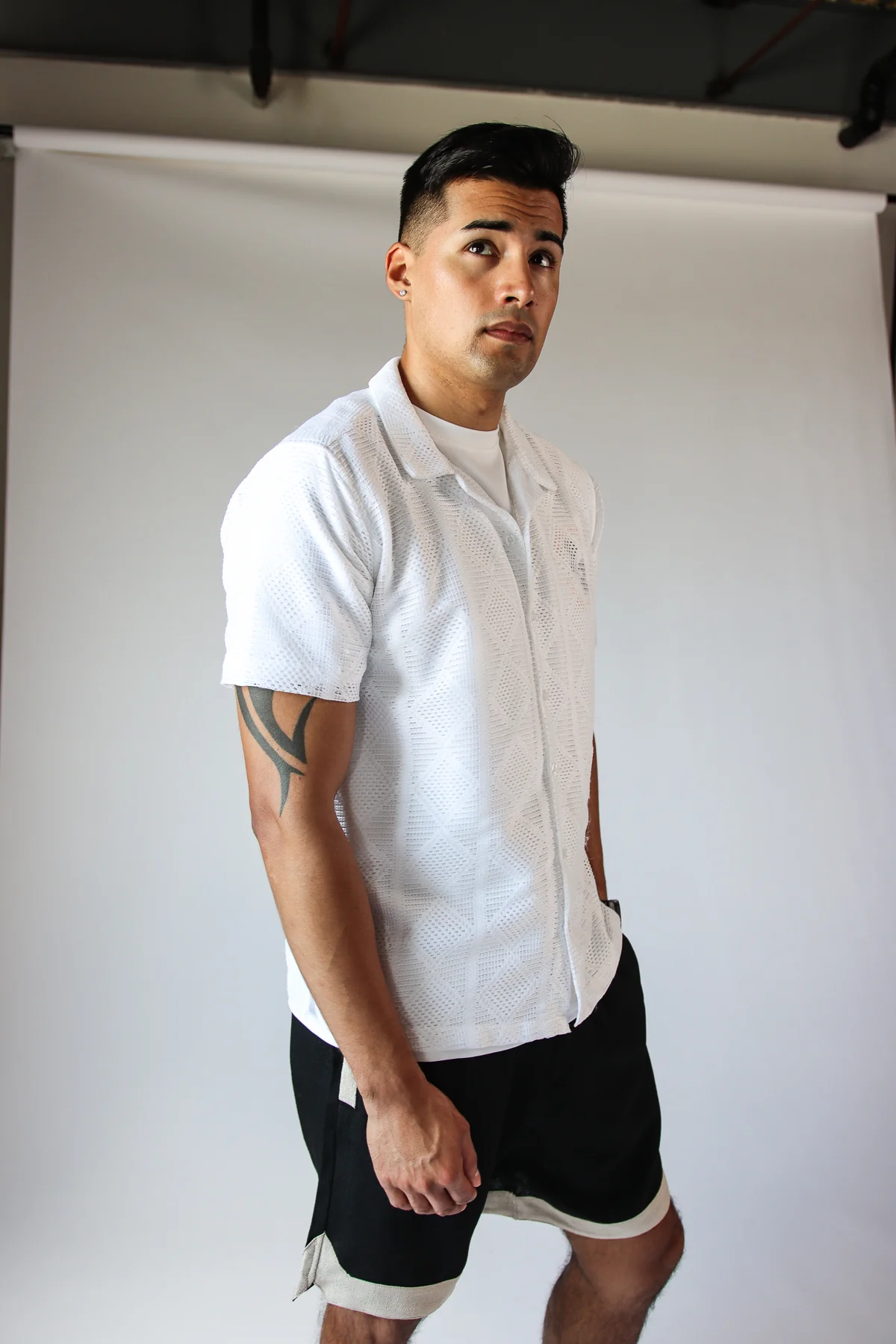 Diamond Open Weave Button Up Shirt - Image 8