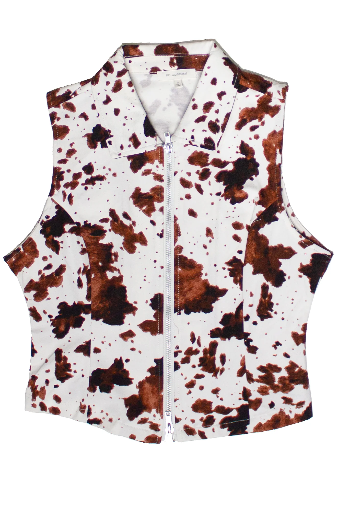 Double Zipper Cow Print Vest - Image 4