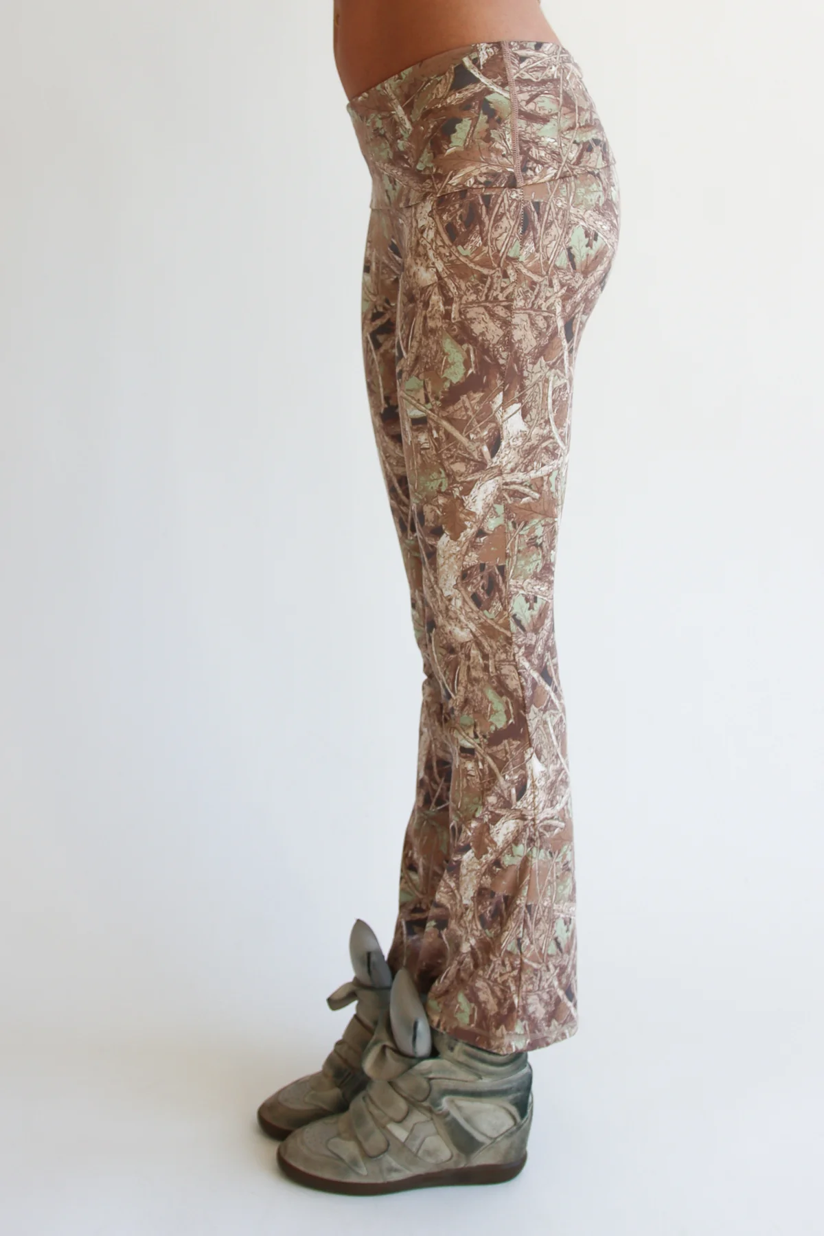 Fleece Lined Woodland Camo Flare Pants - Image 4