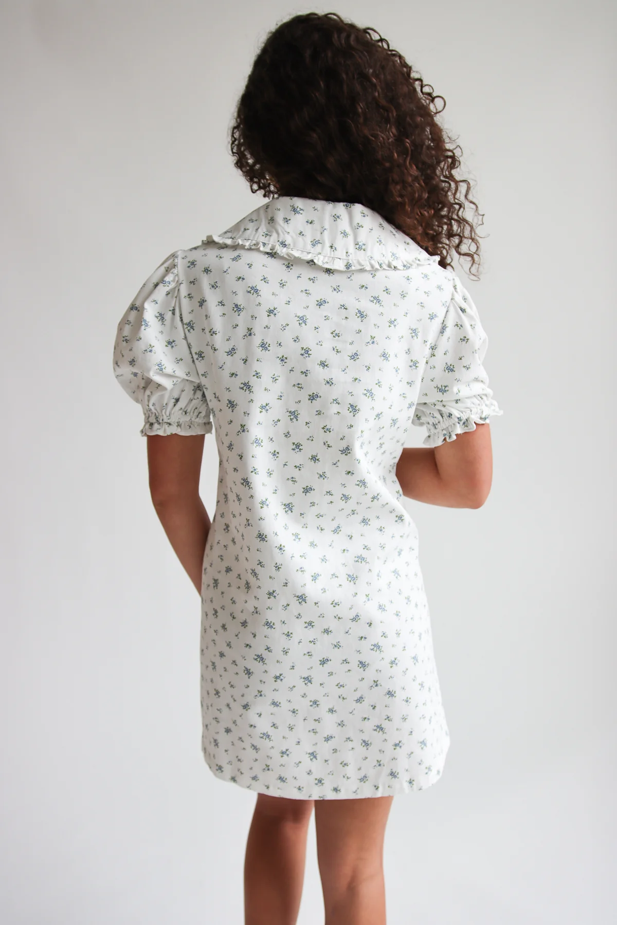 Floral Peter Pan Collar Denim Dress - Image 8