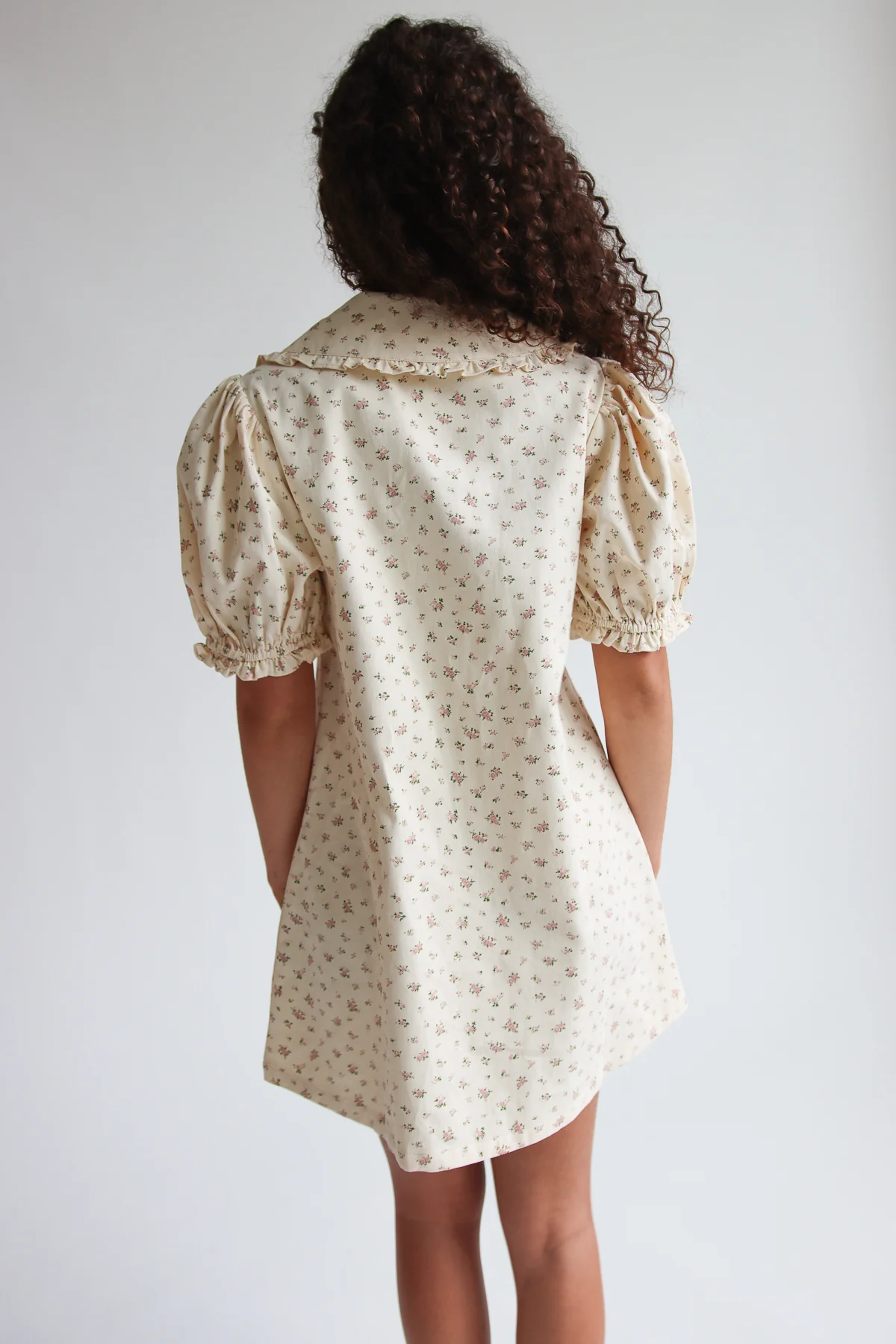 Floral Peter Pan Collar Denim Dress - Image 9