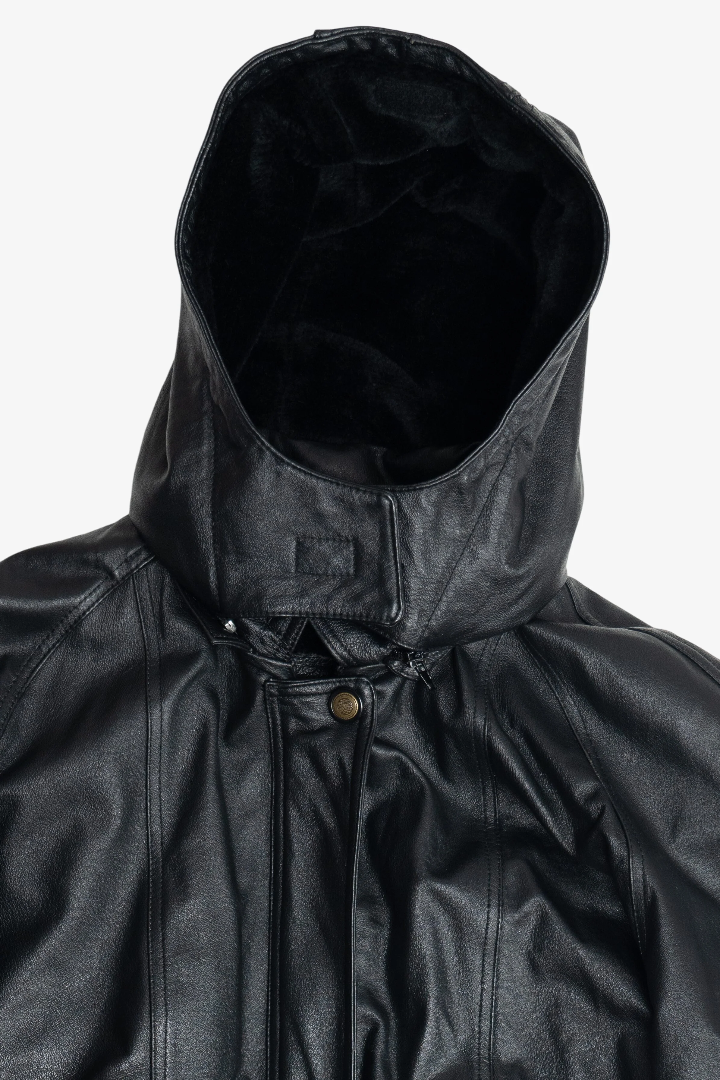 Gowin Hooded Leather Coat With Lining (2010s) - Image 3