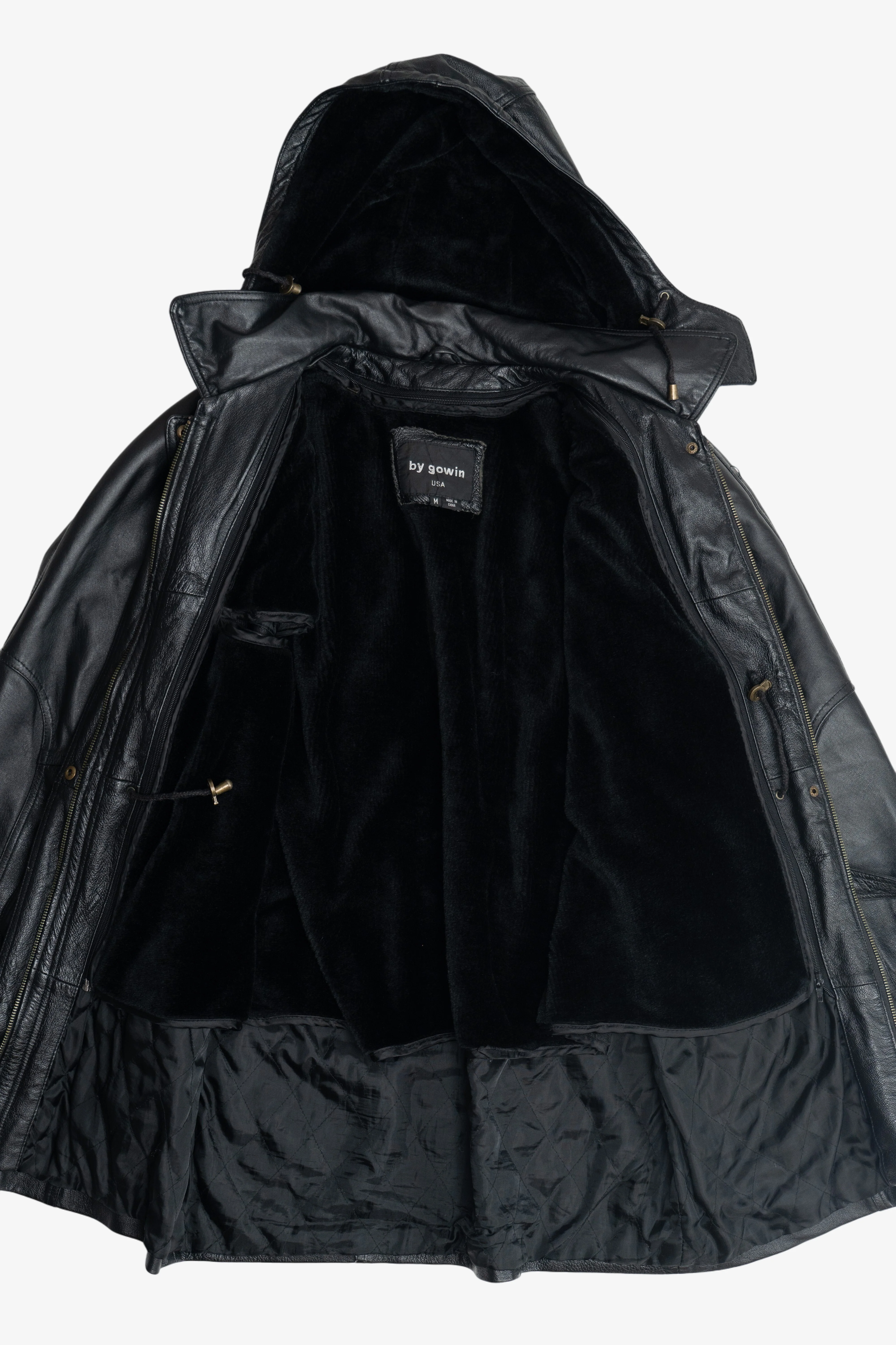 Gowin Hooded Leather Coat With Lining (2010s) - Image 5