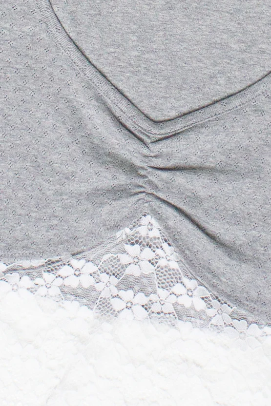 Lace Hem Pointelle Crop Tee - Image 10