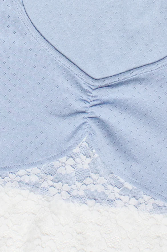 Lace Hem Pointelle Crop Tee - Image 13