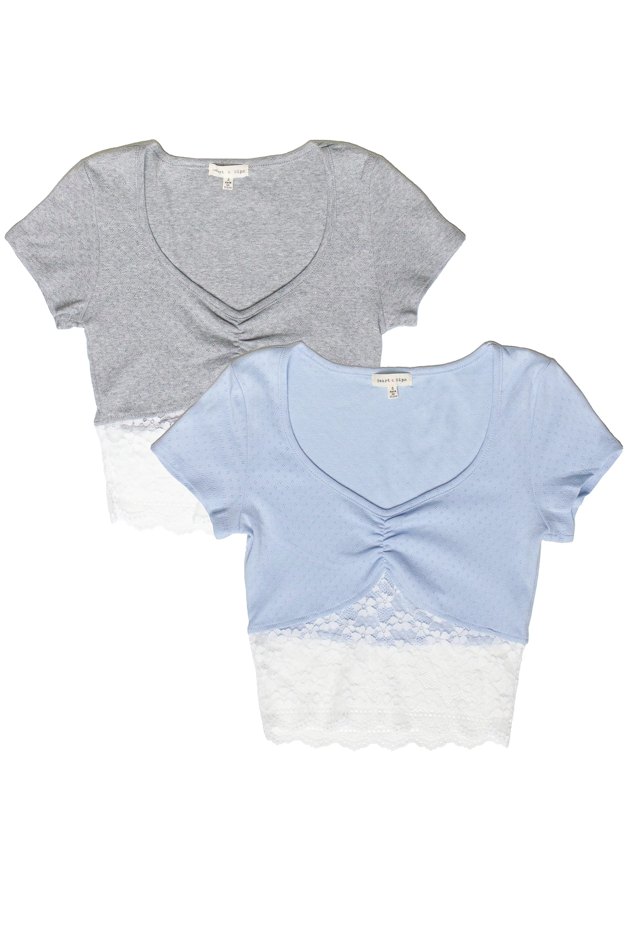 Lace Hem Pointelle Crop Tee - Image 3