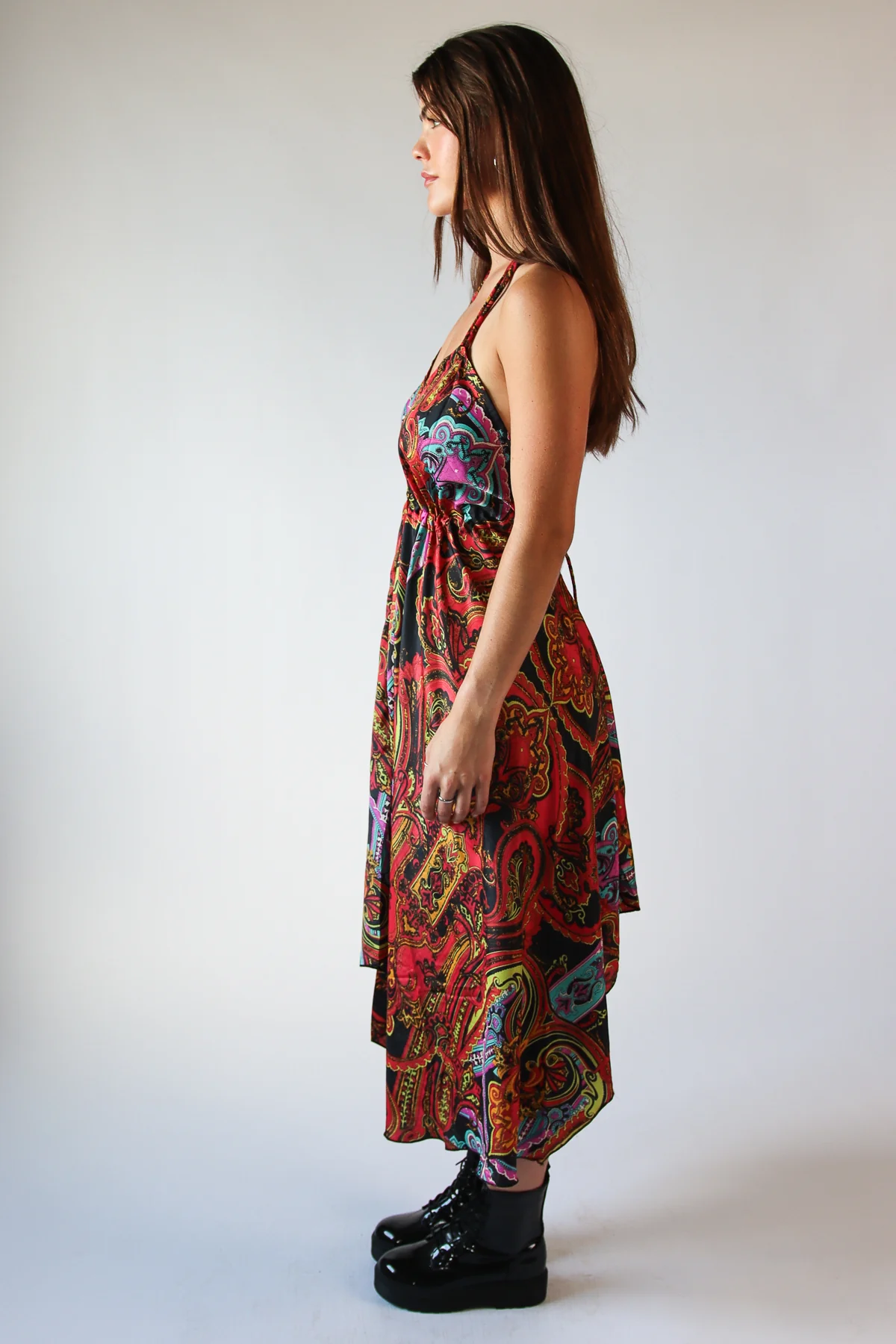 Patterned Scarf Halter Dress - Image 4