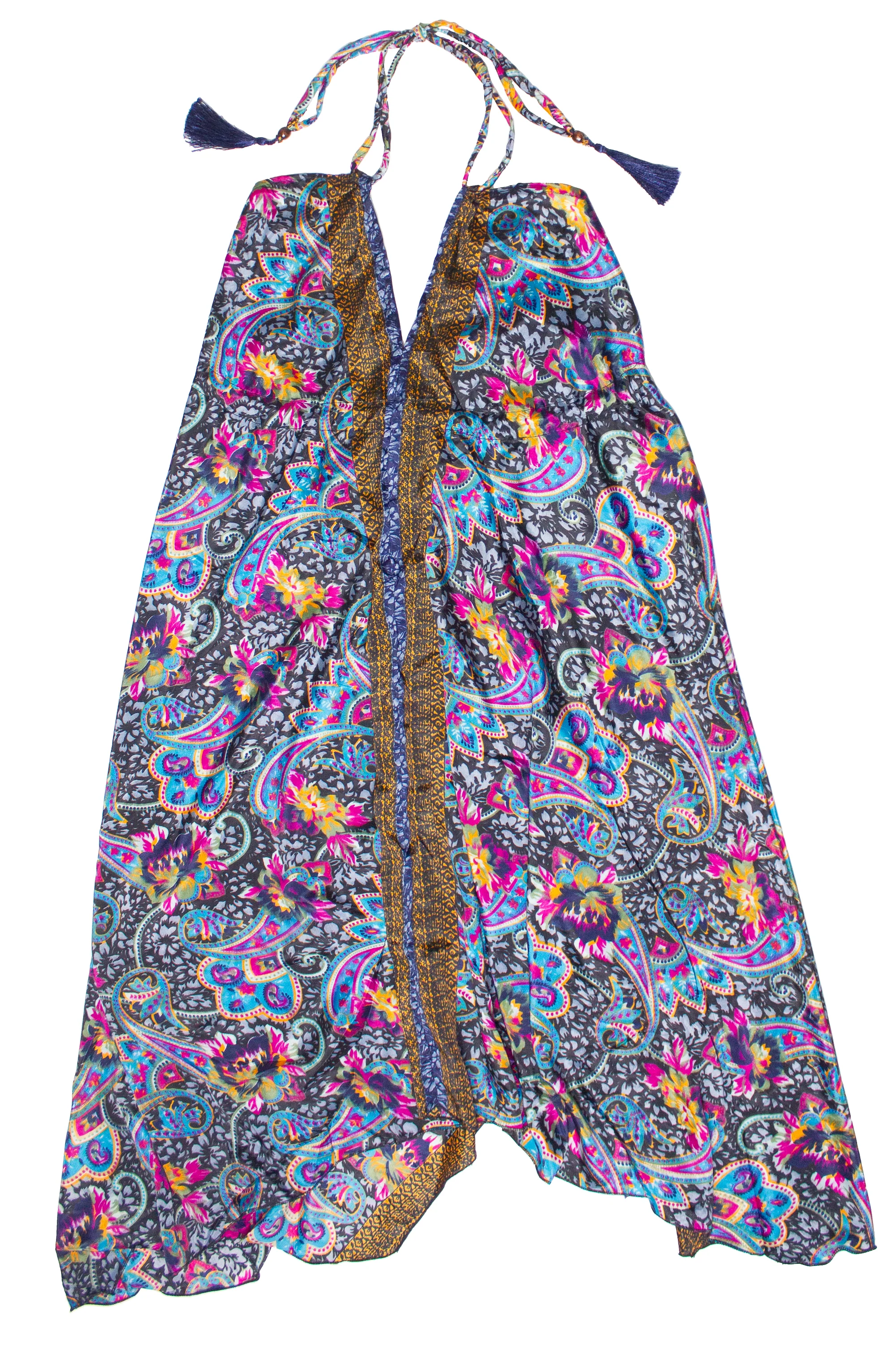 Patterned Scarf Halter Dress - Image 7