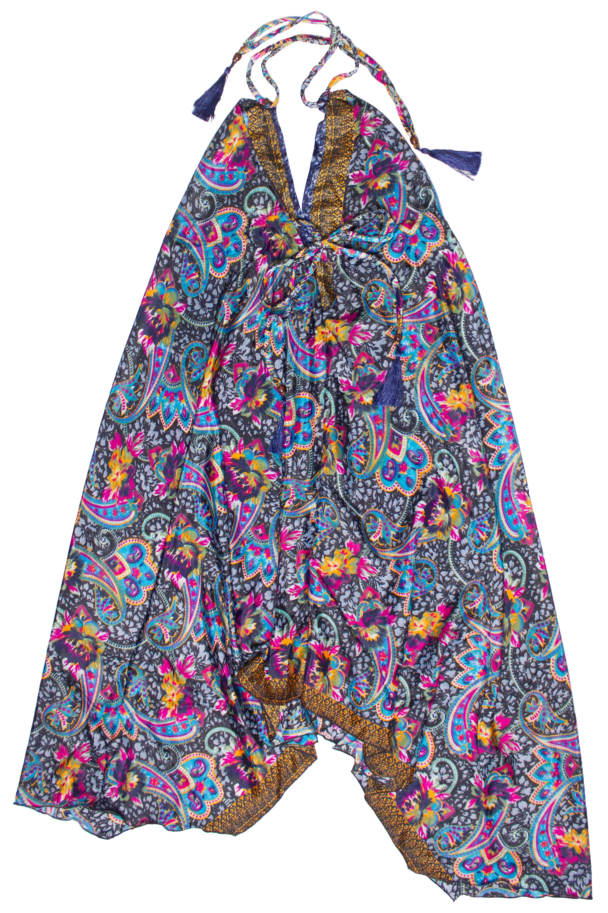 Patterned Scarf Halter Dress - Image 8