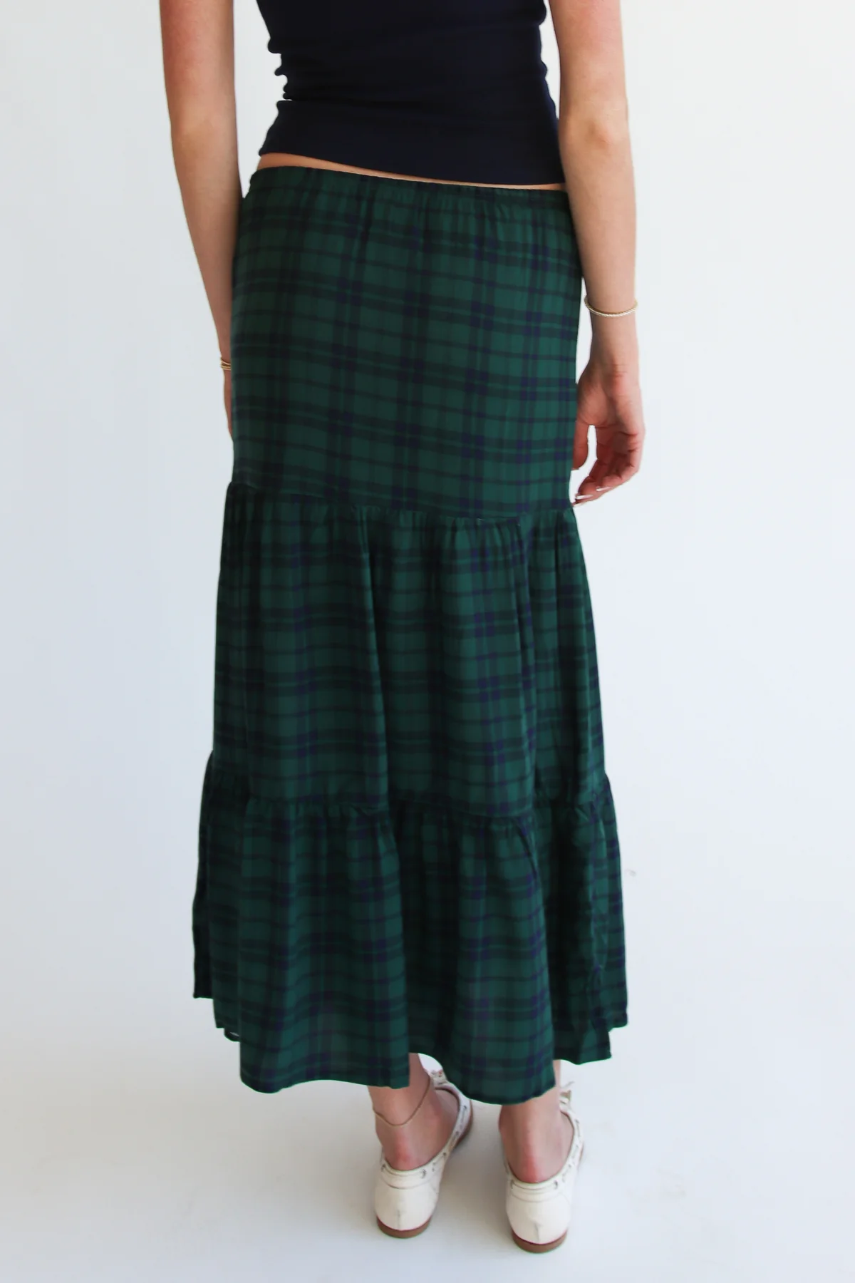 Plaid Tiered Maxi Skirt - Image 11