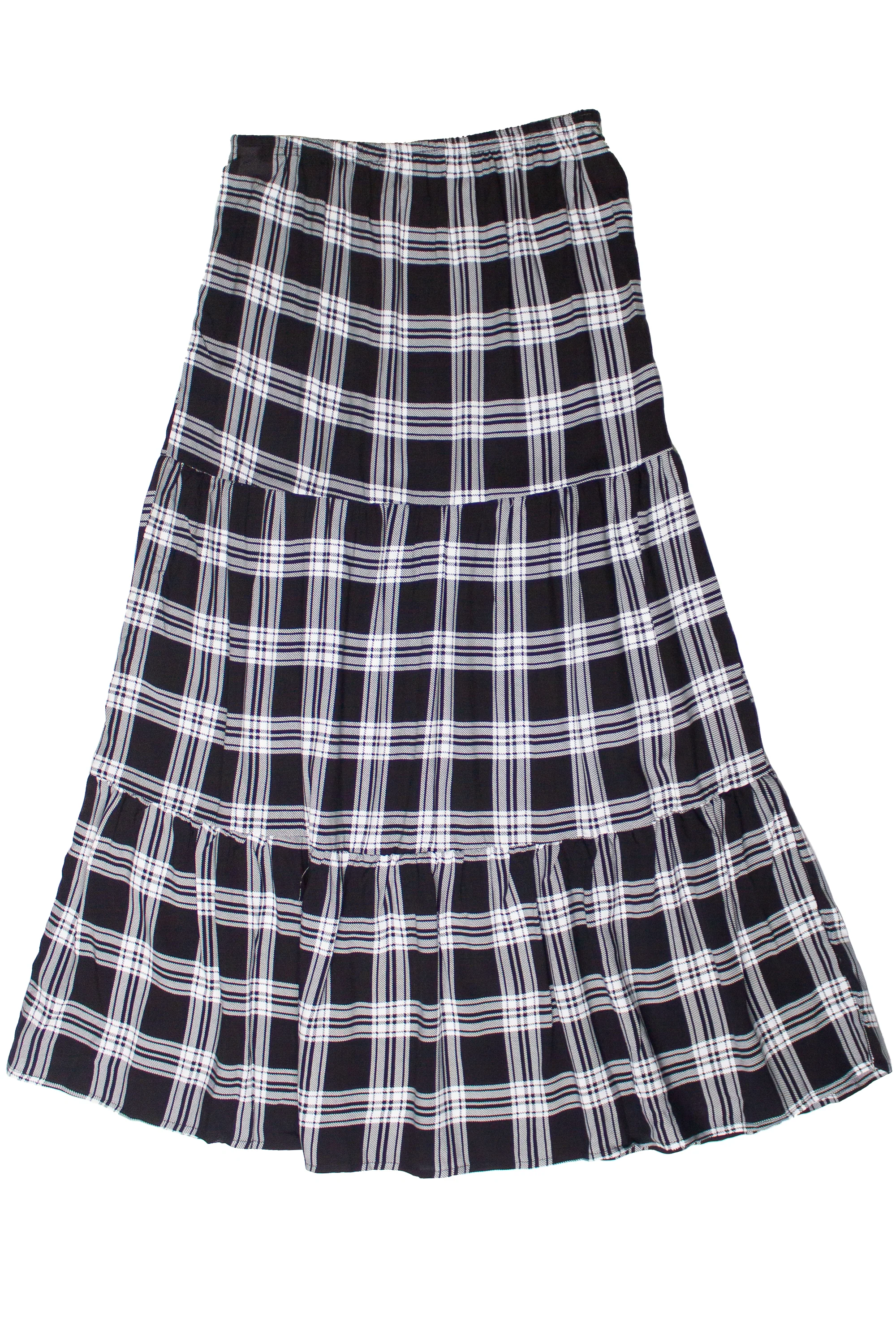 Plaid Tiered Maxi Skirt - Image 20
