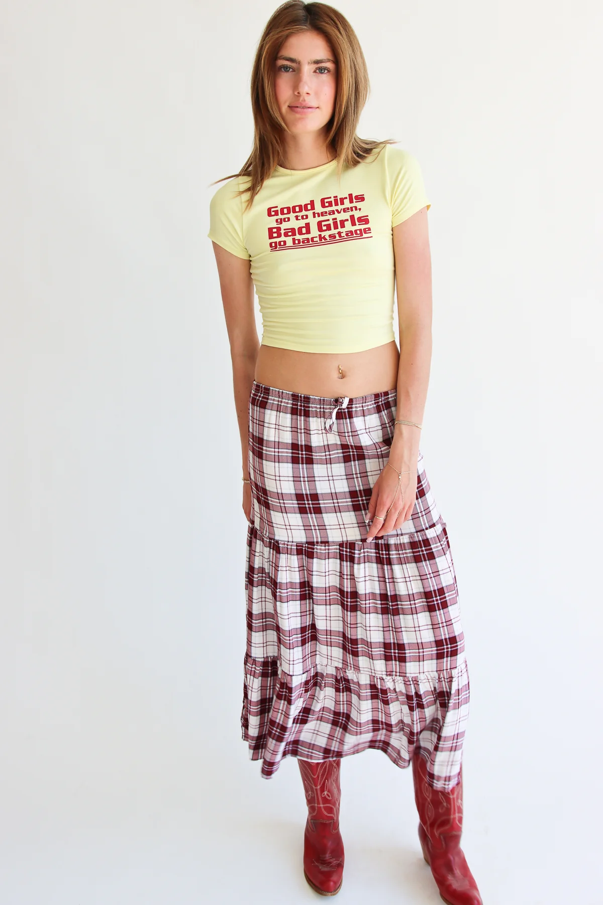 Plaid Tiered Maxi Skirt - Image 4