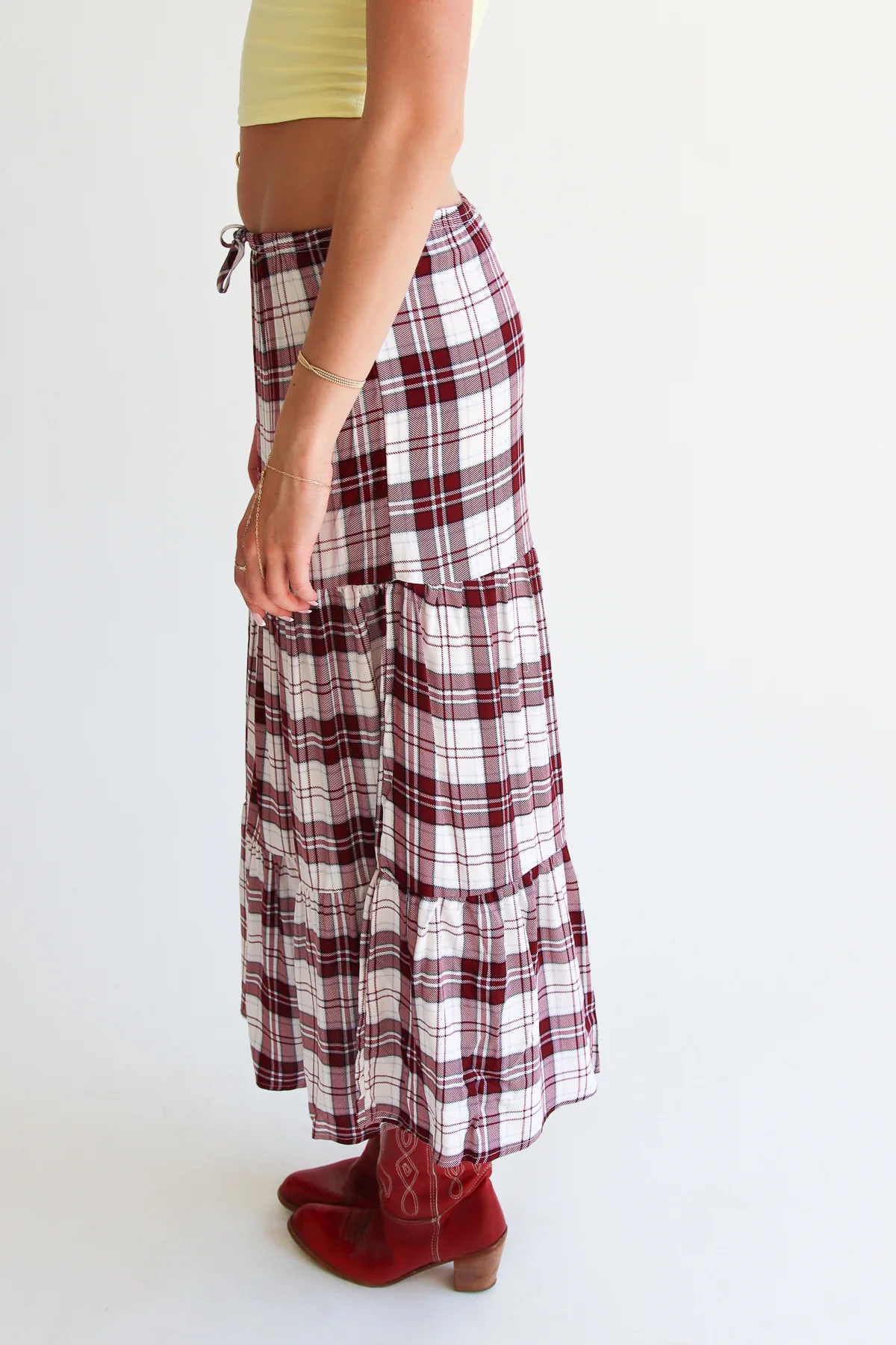 Plaid Tiered Maxi Skirt - Image 5
