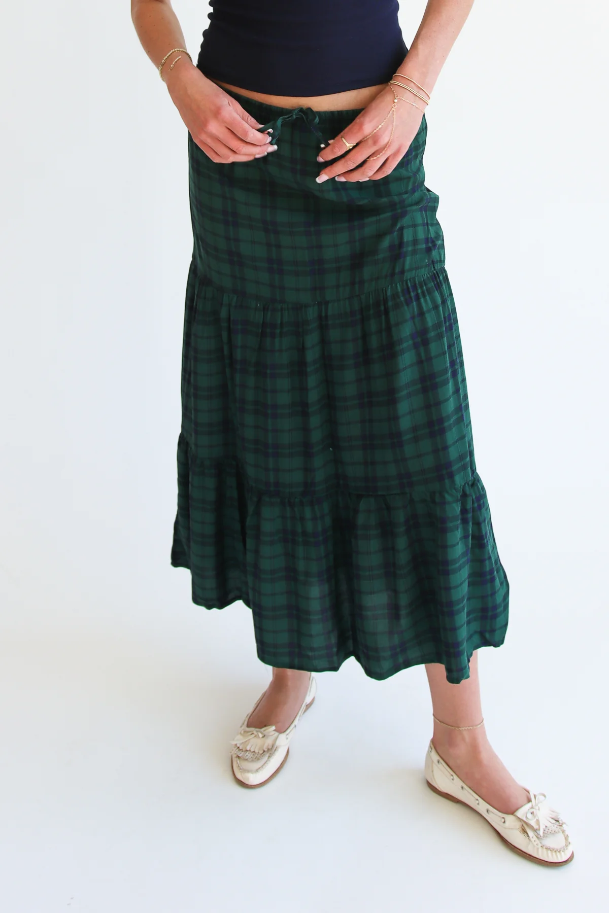 Plaid Tiered Maxi Skirt - Image 6
