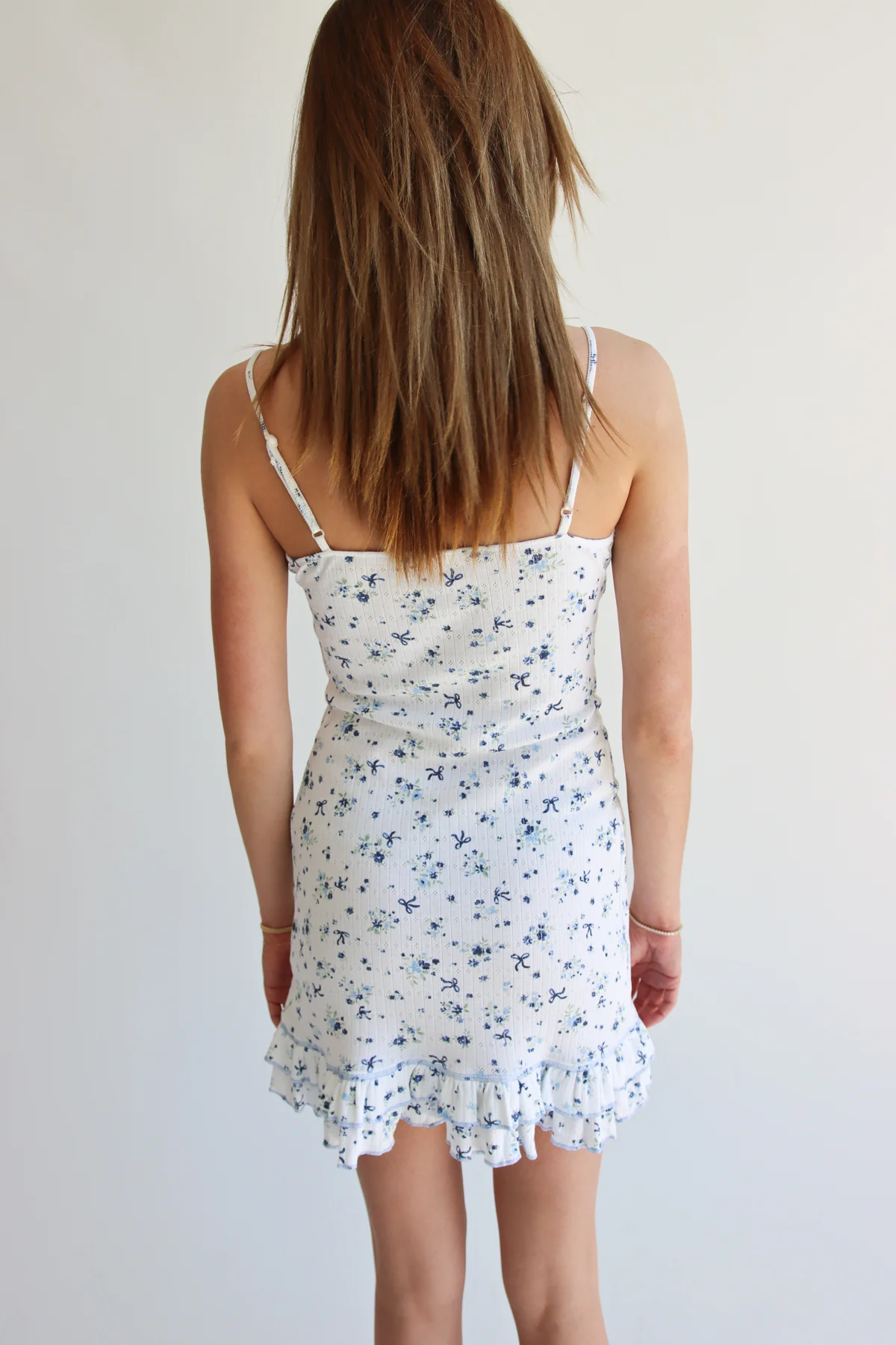 Pointelle Lace Trim Floral Dress - Image 7