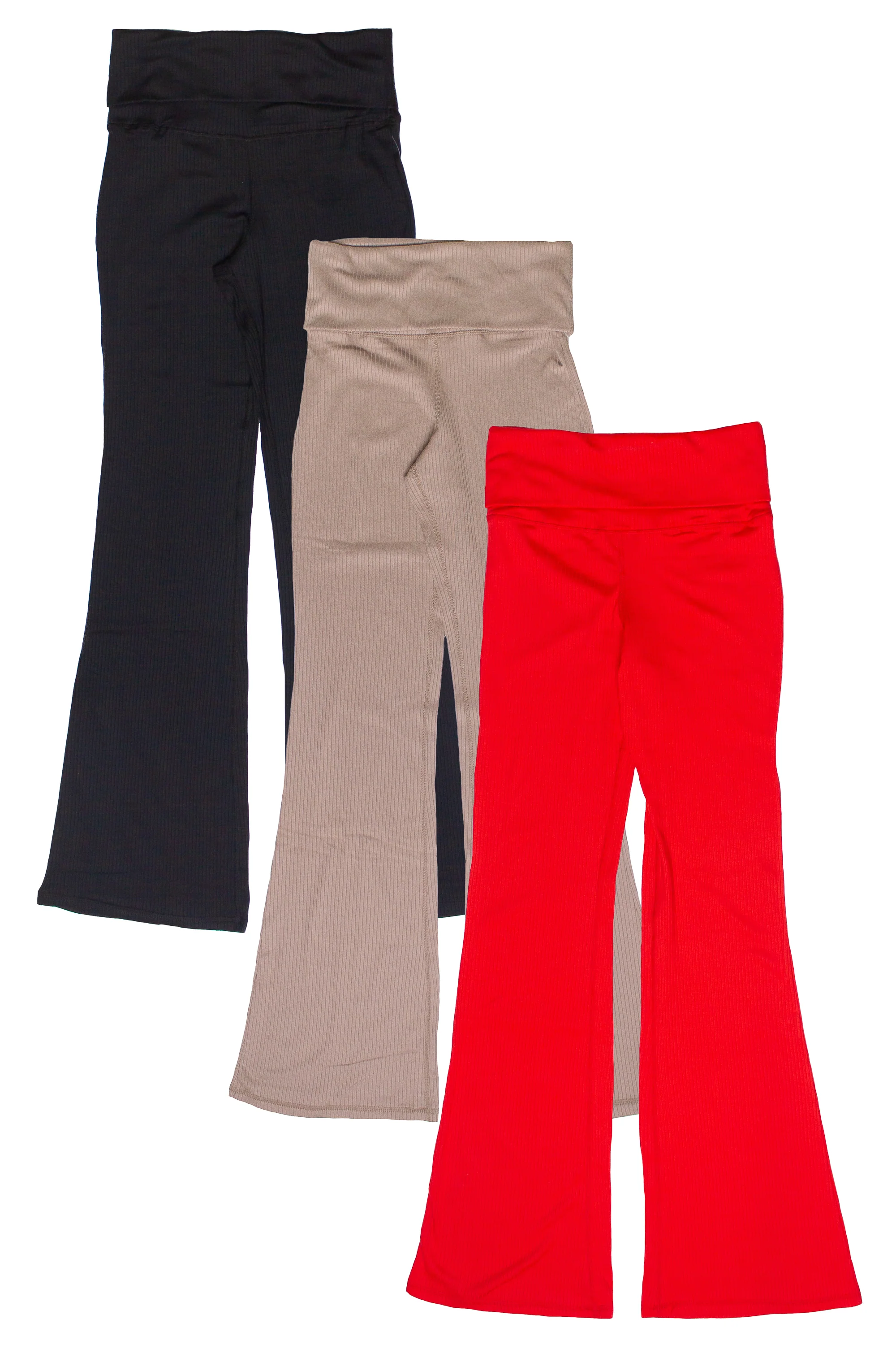 Ribbed Lightweight Fleece Lined Flare Leggings - Image 5