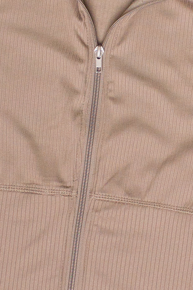 Ribbed Lightweight Fleece Lined Zip Up Top - Image 16