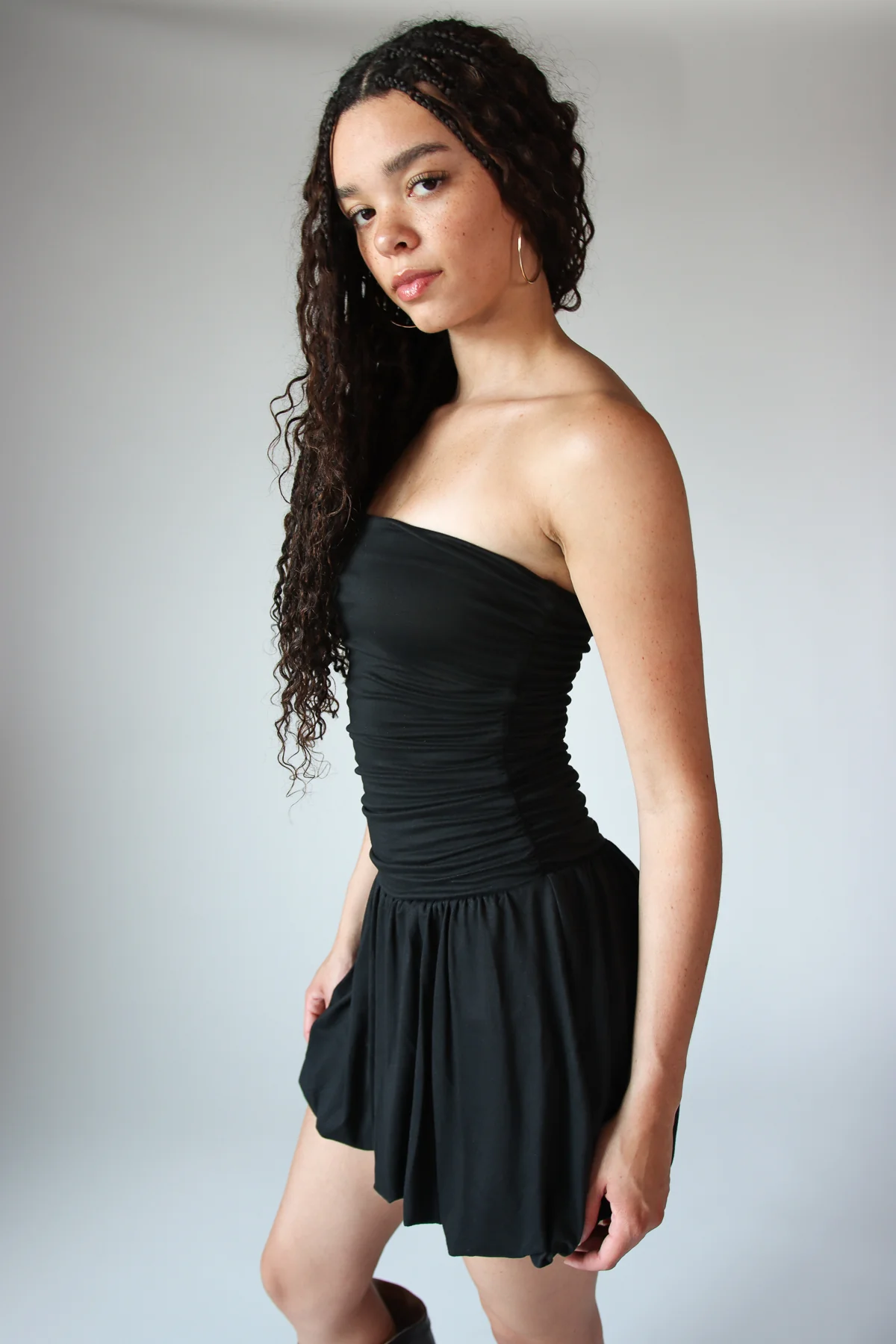 Strapless Bubble Hem Mini Dress - Image 4