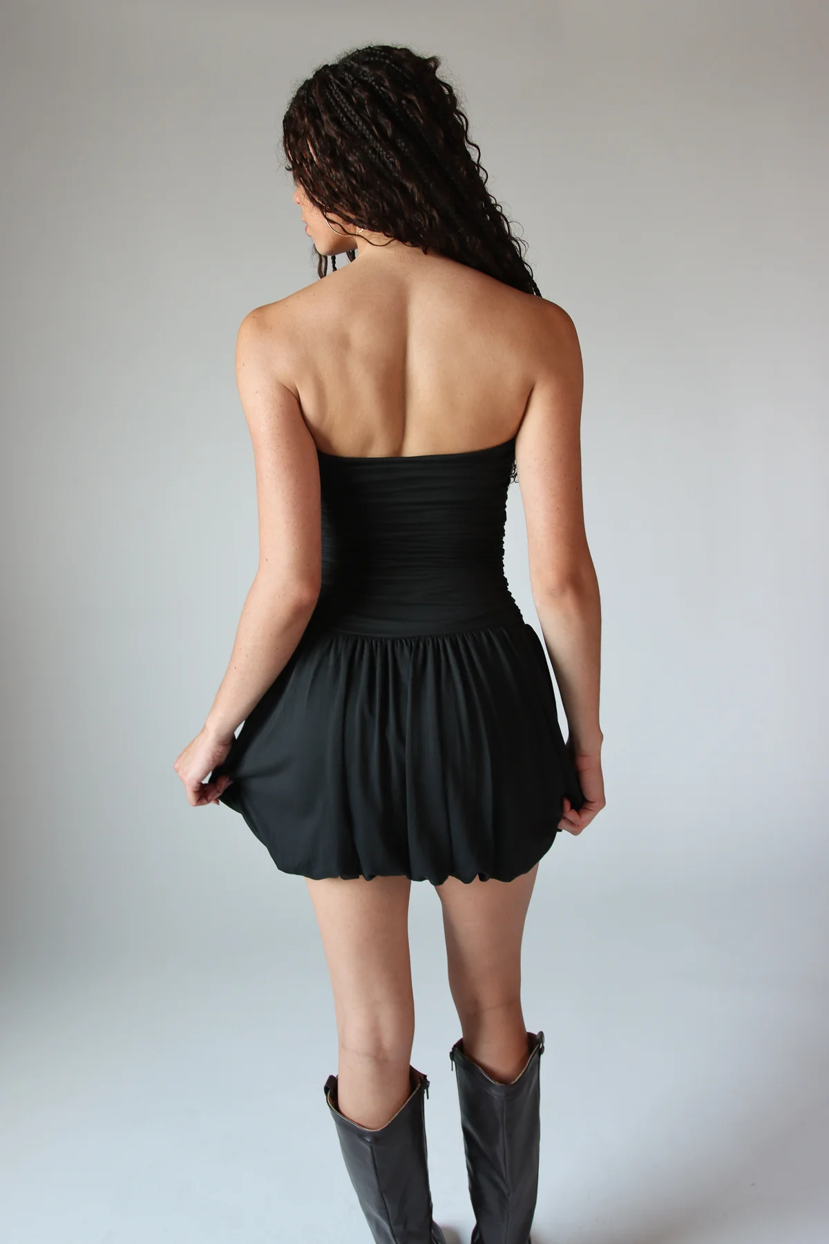 Strapless Bubble Hem Mini Dress - Image 8