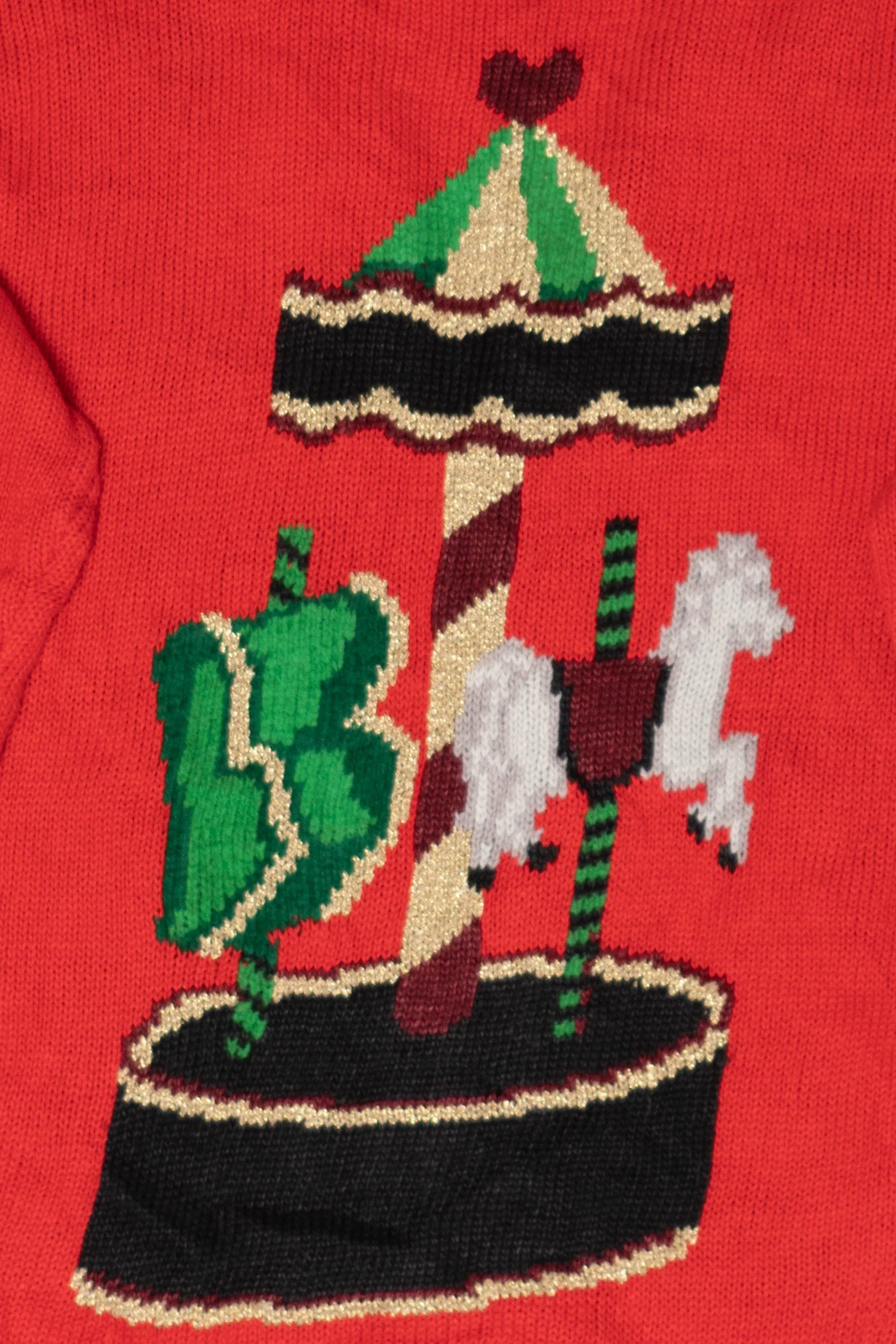 Vintage Hand Knit Carousel Ugly Christmas Sweater (1990s) - Image 4